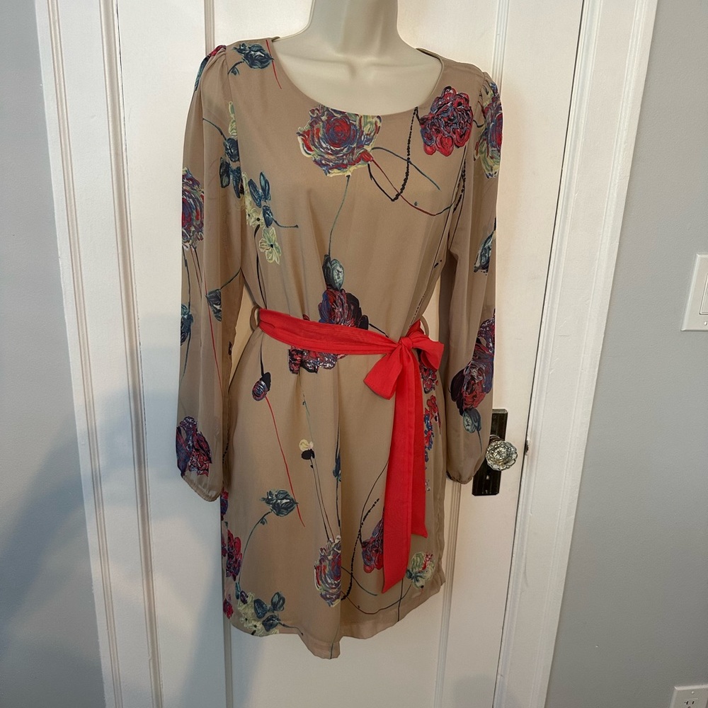 LIKE NEW Teenflo Long Sleeve Tie Waist Floral Print Dress